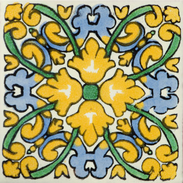 Mexican Handpainted Tile Linaria Amarilla 1098